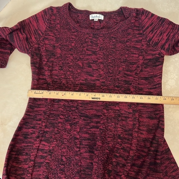 Cloud chaser, maroon, and black cable, knit sweater dress, size extra large - Picture 6 of 7